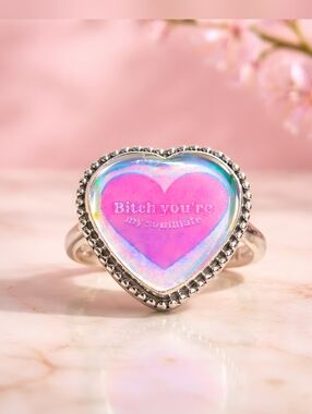 Glass Soulmate Sterling Gemstone Ring Sz 10